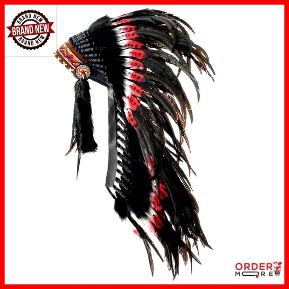 Handmade Leather Feather Headdress Adjustable Unisex Festival Costume main image 6